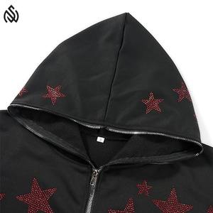 Sweat à capuche zippé en strass de qualité supérieure pour homme, saison automne, design personnalisé brodé et imprimé, style hip-hop - Product Image 4