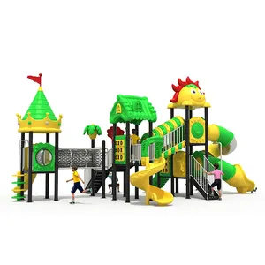 Set permainan ayunan benteng fantasi multiwarna tempat bermain Frolic Zone play set struktur tempat bermain komersial