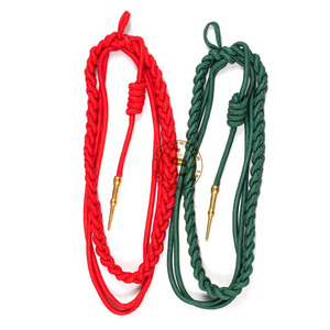 Double Strand Shoulder Red Cord with Gold Tip | Best Selling Custom Aiguillettes with Gold Tips for Maritime Uniforms - Product Image 3