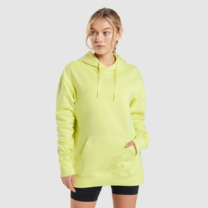 Femmes Logo personnalisé surdimensionné pull à capuche hiver Gym sweat manches longues cordon décontracté tricoté grande taille lavé - Product Image 1