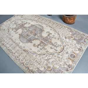 Alfombra turca Vintage de área grande de 5,2x8,6 pies, patrón de retazos marrón Beige, Material de lana, respaldo de látex, estilo Tabriz para adolescentes - Product Image 4