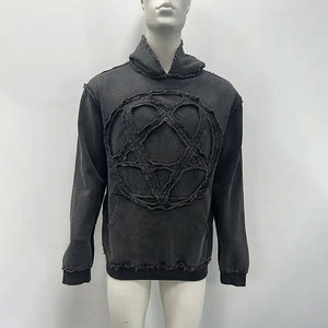 100% nuevo estilo personalizado 3D gráfico sudadera poliéster pulóver Sudadera con capucha logotipo bordado desgastado - Product Image 2