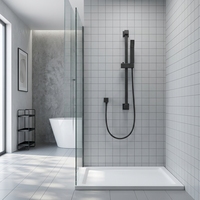 Robinet mural à filigrane, ensemble de pommeaux de douche en acier inoxydable 304 robinet de douche noir avec barre coulissante