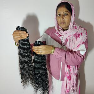 วิกต่อผมมนุษย์สำหรับต่อผมยาวสีดำหยิกหยักศกสีดำบริสุทธิ์จัดแนว100% - Product Image 2