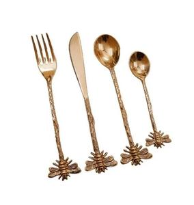 Juego de Cubiertos de cuchara y tenedor de acero inoxidable de primera calidad Color dorado Tamaño y diseño personalizados Juego de cubiertos disponibles. - Product Image 5