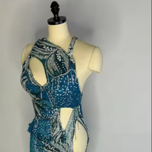 Robe de festival robe de soirée perlée bleu clair Champagne Sparkle tenue d'événement robe de Cannes - Product Image 1