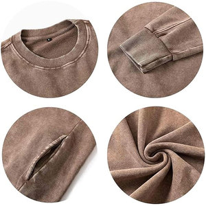 เสื้อสเวตเชิ้ตย้อมสีแบบแอซิดวอชสำหรับผู้ชาย ดีไซน์วินเทจ สัมผัสนุ่มสบาย เหมาะสำหรับใส่ลำลอง สไตล์สตรีท แขนยาว คอกลม - Product Image 6