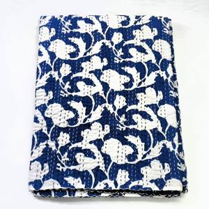 New Traditional <b>Handmade</b> Kantha Bedspreads Bird Print <b>Quilted</b> Embroidered Cotton Organic Home Hotel Highly Discounted Prices - Product Image 2