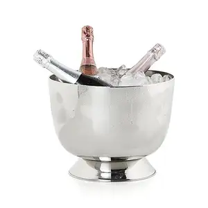 亚马逊热卖葡萄酒冷却器冰桶带标志不锈钢带酒吧套装带把手的香槟桶
