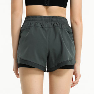 Short de fitness brodé taille haute à séchage rapide pour femme coupe ample respirant Yoga et sport Shorts de course décontractés - Product Image 6