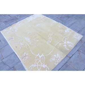 พรมวินเทจขนาด 6x5 ฟุต, พรมตุรกี, พรมลายตารางสีขาวน้ำตาล - Product Image 3