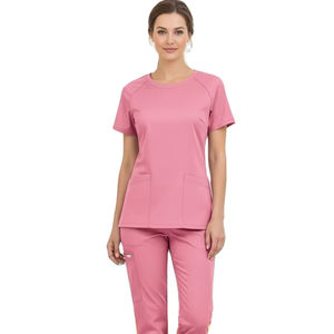 Haute qualité femmes soins infirmiers Stretch gommage ensembles hauts survêtement gommages uniformes soins infirmiers gommages col rond pour les femmes - Product Image 1