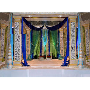 Set de manchons carrés pour mariage indien, lot de 10 pièces, en Fiber de sculpture lourde, pour le mariage - Product Image 1