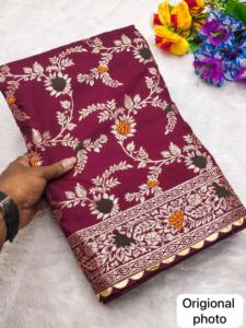 Latest Pure Viscose Silk <b>Saree</b> with Heavy Minakari Weaving Design <b>Saree</b> Collection - Product Image 6