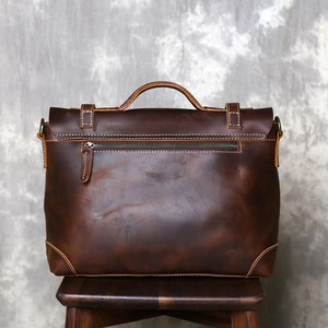Classic Leather Laptop Messenger Shoulder <b>Bag</b> Durable Work Style Zipper Closure Protective Portable - Product Image 4