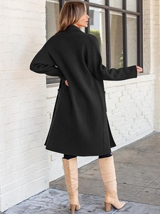 Manteau d'hiver long matelassé imperméable pour femmes coupe régulière vêtements d'extérieur à poitrine blanc avec ouate de coton et manteaux de Style de poche - Product Image 5