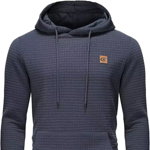 Sudadera con Capucha de Invierno para Hombre, 100% Poliéster, Teñida en Prenda, Tejido Jacquard, Gruesa, de Secado Rápido, Servicio OEM, Personalizada, Color Sólido - Product Image 1