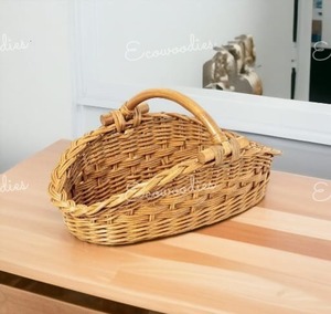Handmade Single-Tier Bamboo Storage <b>Basket</b> Multi-Purpose Decorative <b>Hampers</b> for Fruit Bread Desktop Serving in Living Room - Product Image 1