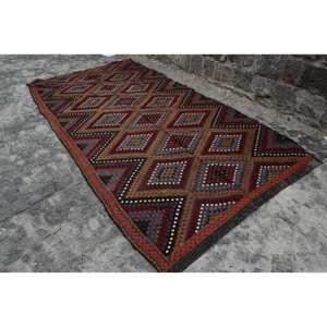 Alfombra de lana étnica de estilo turco Vintage clásico marrón rojo patrón geométrico rectángulo pasillo 5'8 \ "X 11 '4 \" tamaño respaldo de látex - Product Image 2