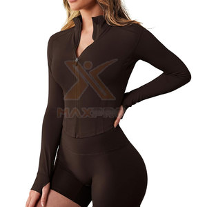Veste de yoga respirante et durable pour femmes grandes tailles, de haute qualité, avec fermeture éclair intégrale, couleur unie, veste de fitness - Product Image 2