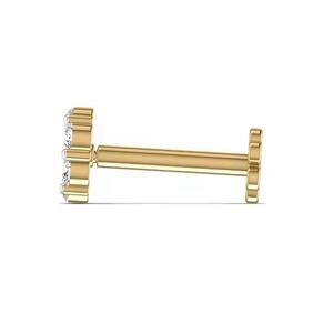 14KT ที่เรียบง่ายหมุดจมูกเพชรแท้สีเหลืองทองเรียบง่ายลำลองสวมใส่ในชีวิตประจำวันเครื่องประดับเจาะดีสำหรับผู้หญิงทันสมัย - Product Image 3