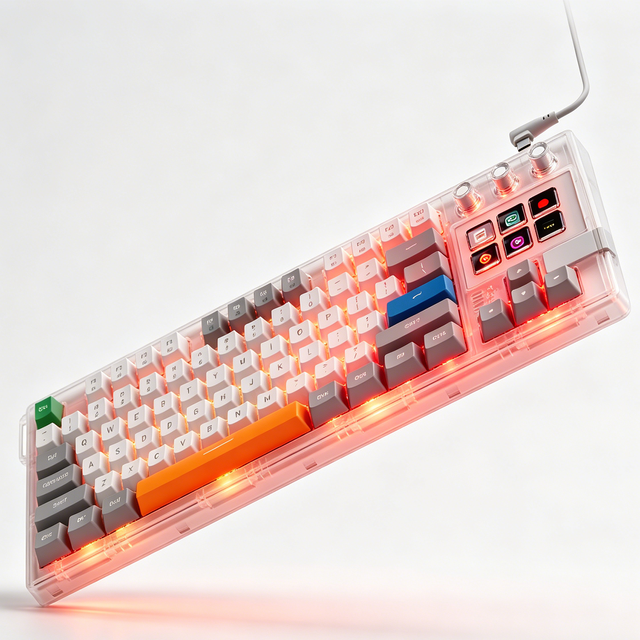 MiraBox K1Pro Translucent Macro Mechanical Keyboard with LCD Display Keys OEM Supply for Wholesalers