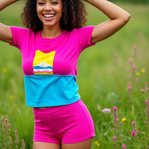 Camiseta de sublimación para mujer, pantalones cortos de dos piezas, conjuntos de pantalones cortos de playa ligeros de verano, camiseta estampada para mujer, pantalones cortos para correr, traje - Product Image 4