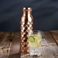 Bouteille d'eau pour adultes en cuivre pur ayurvédique de qualité supérieure, 1000 ml, isolation thermique durable, écologique, logo personnalisable