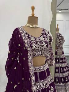 2025 New Top Demanded Heavy Faux Georgette con bordado Color púrpura Fancy Lahenga Choli con Cancan & Canvas Adjuntar - Product Image 2