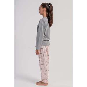 KIZ COCUK P.SUPREM O YAKA UZUN KOL ETEGI OVAL MANSETLI PIJAMA TAKIM(7-8/13-14) - สีเทาผสมสี - สีเทาผสมสี - Product Image 3