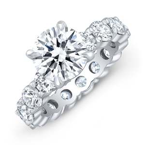 Anillo de Compromiso de Lujo con Diamante Marquise Cultivado en Laboratorio de 6.50 Quilates, Corte Redondo, Oro de 14 Quilates, Certificado IGI - Product Image 1