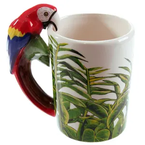 Juego de 2 Tazas con Asa 3D de Guacamaya, Estilo Artesanal, Aptas para Lavavajillas, para el Día del Padre o Cafeterías - Product Image 6