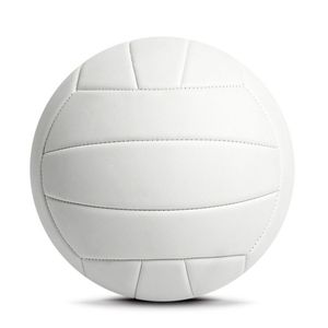 Balle de volley-ball promotionnelle en PVC blanc uni avec logo personnalisé taille 5 cousue à la machine douce au toucher vierge pour cadeau d'entraînement - Product Image 1