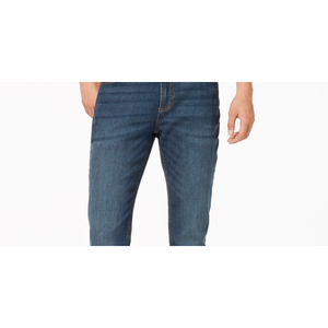 Jeans American Rag da Uomo Stile Y2K a Gamba Dritta, Vestibilità Slim, in Denim Elasticizzato Traspirante Blu con Decorazioni a Rivetti e Effetto Stonewashed - Product Image 5