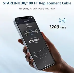 Cabo Starlink, 100ft StarLink Satellite Internet Cable V2 Retângulo Dish 100ft Cabo de Substituição, Cinza, Roteador