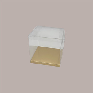 20pcs Fond surélevé doré pour boîtes en plastique à montage automatique de 9x9cm Boîte à montage automatique transparente Boîte en plastique à fond surélevé doré - Product Image 3