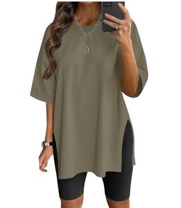 Camiseta extragrande personalizada para mujer, camiseta de manga corta de algodón OEM con marca DTF o logotipo prensado en caliente - Product Image 1