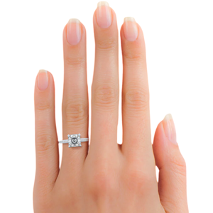 Asscher de diamante cultivado en laboratorio de 1,4 quilates y solitario de forma redonda con anillo de compromiso de acento en oro sólido de 14 quilates para mujer joyería fina - Product Image 2