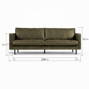 JKM Two Seat Minimal Leather Sofa <b>Distressed</b> Finish | Modern Villa Hotel Living Room Seating | Soft Cushion Custom <b>Top</b> Grain - Product Image 4