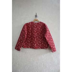 Chaqueta de Invierno Reversible Ligera y Acolchada, Ecológica, con Estampado Floral Hecho a Mano, Acolchado de Algodón, Tejido 100% Algodón, con Botones - Product Image 4