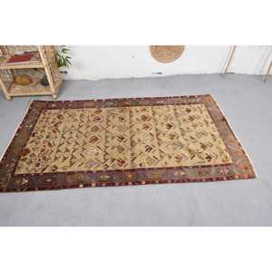 Tradicional Beige rojo Vintage alfombra turca área grande 3,4 X 6.3ft clásico rectángulo Patchwork diseño pasillo lana látex habitación alfombra - Product Image 3