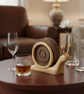 Premium Classic Solid Wood Snail-Shaped <b>Coaster</b> Artistic Carved 5mm Thick <b>Heat</b> Resistant Eco-Friendly Drink Mat - Product Image 4