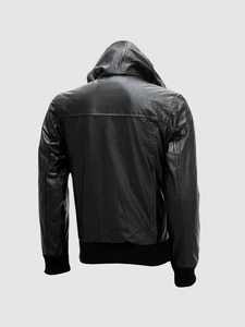 Blouson en cuir à capuche pour usage quotidien, coupe confortable, finition douce, choix de logo personnalisé, idéal pour les voyages, la mode urbaine et les superpositions décontractées - Product Image 2