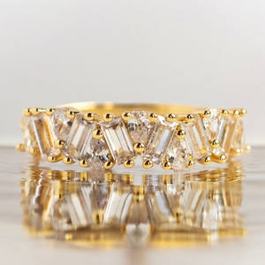 Anillo de piedra de moissanita de compromiso sólido 925 plata esterlina banda minimalista aniversario boda mujeres joyería de plata mayorista - Product Image 1