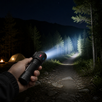 Lampe torche tactique rechargeable en alliage d'aluminium avec zoom, LED, clip et aimant à l'arrière