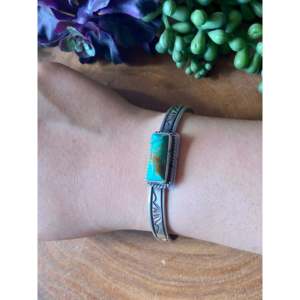 Rick Enriquez Kingman Turquoise & Sterling <b>Silver</b> Fashion <b>Cuff</b> <b>Bracelet</b> - Product Image 2