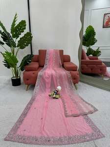 Sari Indio de Georgette de Primera Calidad para Mujer, Bellamente Diseñado para Vestir Formal en Verano, para Fiestas y Bodas, Nueva Tendencia - Product Image 6