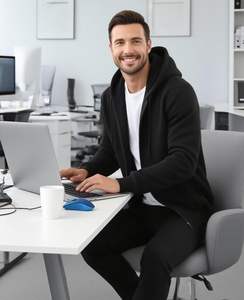 Comfortable Winter Men Tracksuit Custom Made with Solid <b>Hoodie</b> Joggers for Fitness Training Outdoor Running Street Fashion - Product Image 1