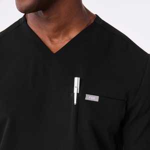 Haut de gommage médical à col en V pour hommes-Uniforme d'hôpital, gommages d'allaitement, ensemble de gommages chirurgicaux avec panneaux en maille et quatre poches - Product Image 6