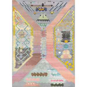 Tapis en laine et soie de bambou noué à la main à motif géométrique bleu Freedom Manchaha pour la décoration de la maison et du salon - Les-1737 - Product Image 1